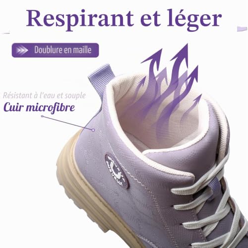 NBOFIEHY Chaussures de Sécurité Femmes Antidérapante Imperméables Basket Securite avec Embout en Acier Bottes de Sécurité Confortable Légère Chaussures de Travail Respirante, Violet, 36 EU – vue 5