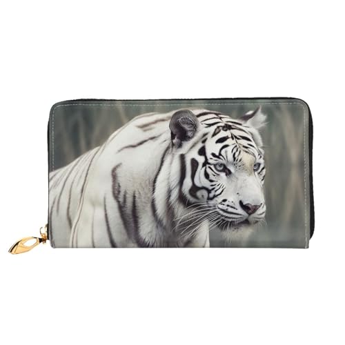 White Tiger Women Wallets Leather Zip Around Clutch Purses Waterproof Credit Card Holder With Phone Holder Ladies Travel Coin Purse