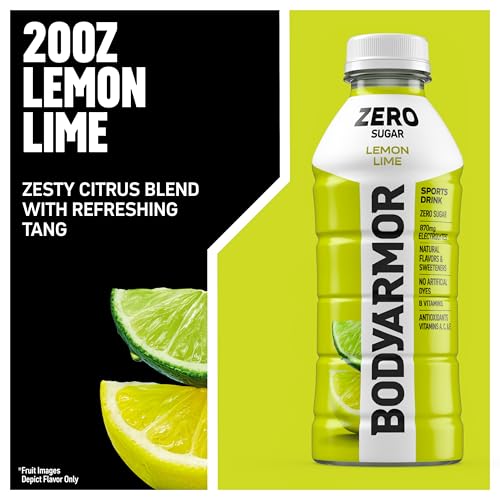 Image of BODYARMOR ZERO Sugar Lemon Lime, Sugar Free Sports Drink - Low-Calorie Hydration - Natural Flavors with Potassium Packed Electrolytes, Antioxidants, and B-vitamins, 20 fl oz (pack of 6)