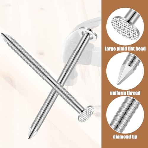 Tandefio 2 Pound Box Siding Nails Roofing Tile and Slating Nails Rust Resistant 304 Stainless Steel Nails Hardware Nails for Redwood, Cedar Wood Siding Nail, Decking, Roof Slating(1-3/4 Inch)