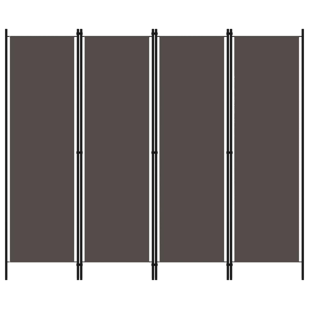 Myheimly 4-TLG. Raumteiler Klappbar Freistehend Trennwand Paravent Umkleide Sichtschutz Spanische Wand Raumtrenner Anthrazit 200x180 cm