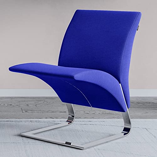Zuri Furniture Modern Bouncee Chair - Dark Blue Cashmere with Polished Chrome Base