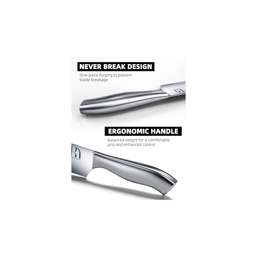 KnifeSaga Kitchen Knife Block Set, Enduring Sharpness Premium Knife Set with Block, 14 Pcs Japanese High Carbon Stainless Steel Knives Set for Kitchen, Chef Knife Set with Block and Built in Sharpener