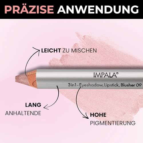 2. Bild von Impala 3-in-1 Jumbo Stift | Lidschatten, Lippenstift und Rouge | Geschmeidige Textur und Lange Lebensdauer | Intensive Farben | Farbe 09 Metallisch Braun