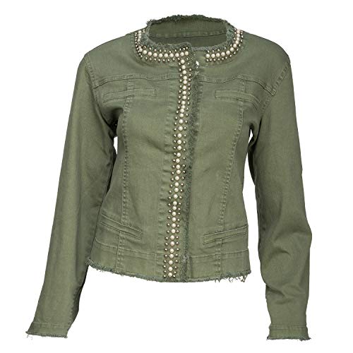 Arianna by Howard's Women's Embelished Green Suede Denim Style Jacket (S/M)