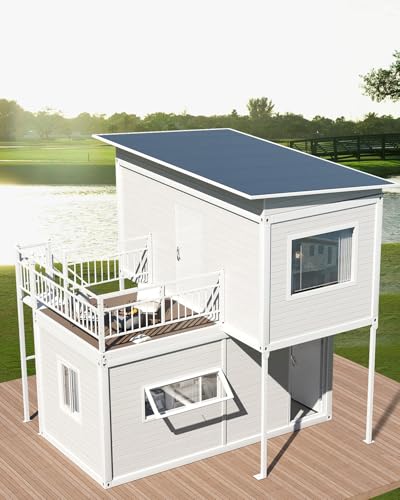 AJABEST Two-Story Tiny House: Modern Prefabricated Flat-Pack Home with Expandable Plastic Design, Portable Modular Dwelling for Hotel, Office, or Villa Use – Includes Restroom & On-site Installation - Image 4