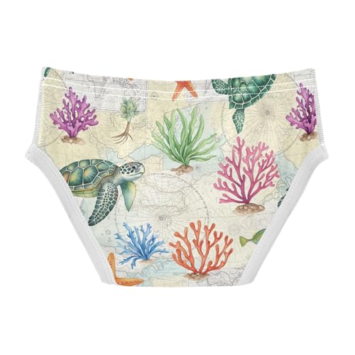 ODAWA Watercolor Sea Turtle Tag Free Toddler Briefs Cotton, 2T Boys Underwear2