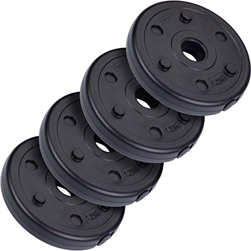 ScSPORTS 5 kg Hantelscheiben-Set, Kunststoff, 4 x 1,25 kg Gewichte, 30/31 mm Bohrung, durch Intertek geprüft + bestanden (1)