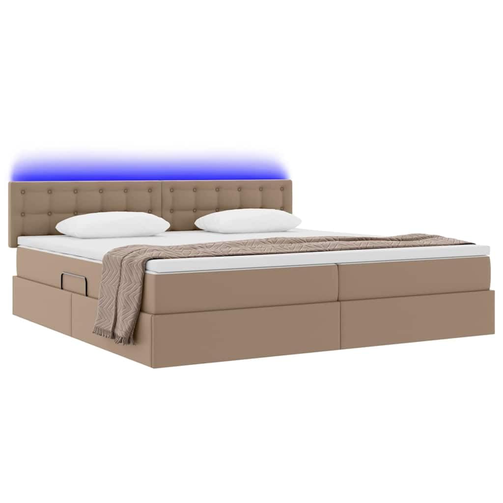 Łóżko z ekoskóry z oświetleniem LED Nowoczesny model Brązowy 200 x 200 cm