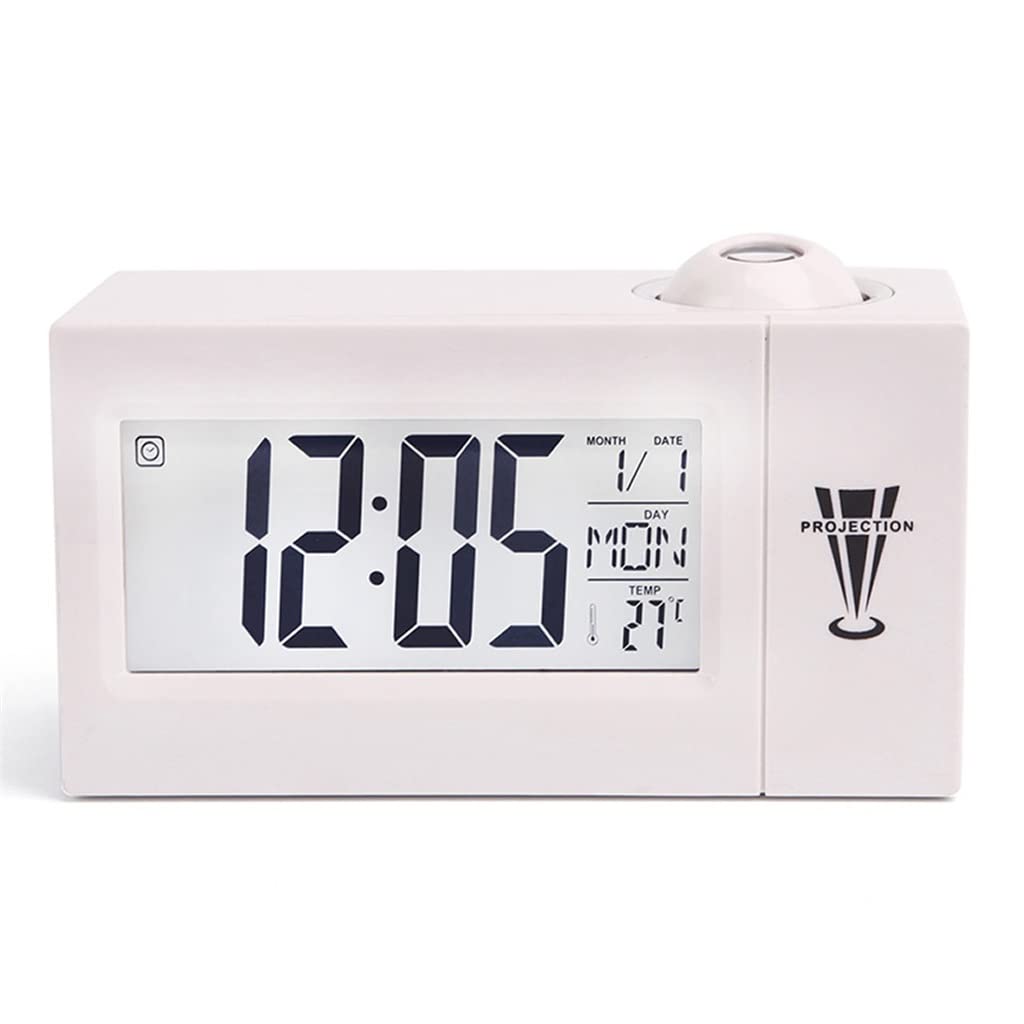 YWMLFZ LELED Digital Projection Alarm Clock Temperature Thermometer Desktop Time Date Display Projector Calendar OneColor