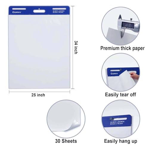 image for Comix Sticky Easel Pad, 25 x 30 Inches Flip Chart Paper for Teachers, 
