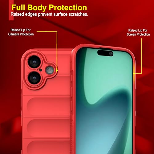 Image of amazon basics Back Case Cover for iPhone 17 | Compatible for iPhone 17 Back Cover | Liquid Silicon Magic Case with Camera Protection | Red