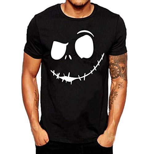 LEORTKS Camiseta Camisetas Hombre Originales Impresión Manga Corta Verano cómoda de New Evil Smile de la Impresión de la Moda Camisetas