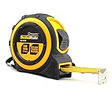 Tape Measure 16-Foot (5m) by Magnelex, Inches and Metric Measuring Tape for Construction, Home Use and DIY, Smooth Sliding Nylon Coated Ruler, Strong Belt Clip, Impact Resistant Rubber Covered Case