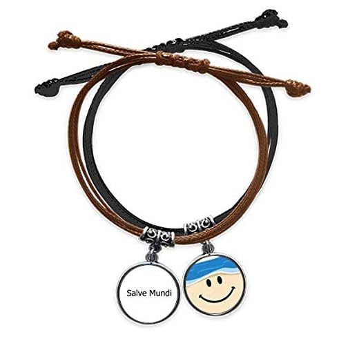 Bestchong Hej värld latin art deco gåva mode armband rep hand kedja läder leende ansikte armband