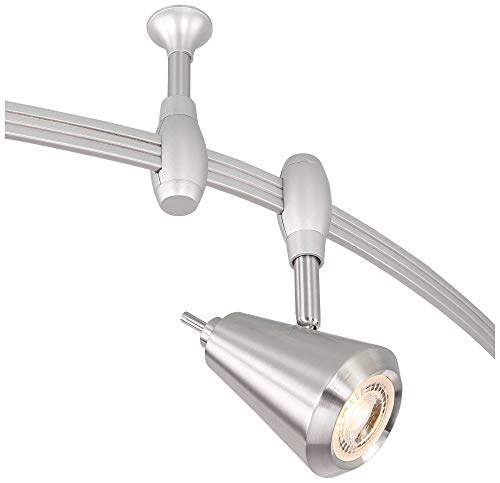 Pro Track Track Light Fixture - 6 Head LED Track Light, Brushed Nickel, Adjustable Monorail Modern for Ceilings, Kitchen Islands, Bedrooms, Foyers, Living Rooms - 108" Wide, 9 1/4" High - Thumbnail 3