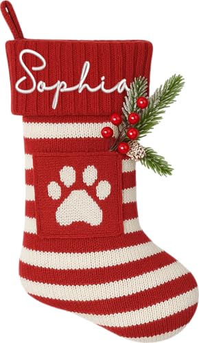 Grewear Personalized Pet Christmas Knit Stocking,...
