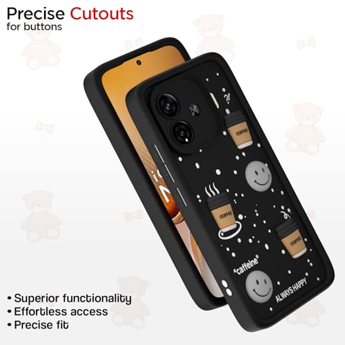 Image of Outlouders Back Cover for iQOO Neo 10R 5G / iQOO Z9 Turbo 5G / Vivo Y200 GT 5G | Cute Fun Cartoon 3D Bear Silicone | Full Body Protection Bumper Case (Black)