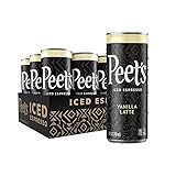 Peet's Iced Espresso Vanilla Latte 8 oz Can (12 Count) Single-Origin Colombian Espresso & Milk &...
