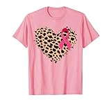 Breast cancer Pink ribbon Cheetah Leopard Heart Print T-Shirt