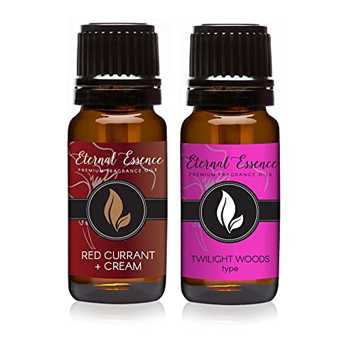 Image of Eternal Essence Oils 2 Pack 10ml Premium Fragrance Oil - Red Currant & Cream & Twilight Woods - for Candle, Soap Making, Aromatherapy, Diffusers, Home Care, & Humidifiers