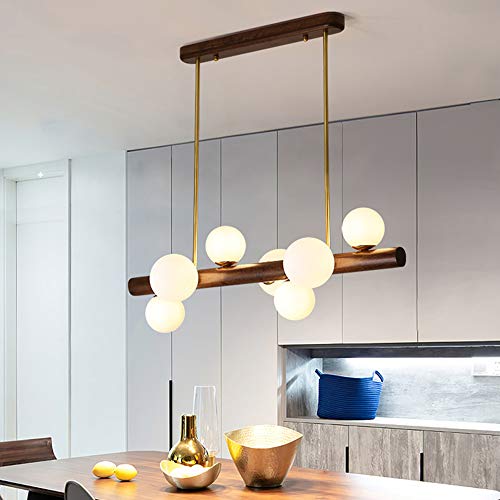 Lustre 3000K LED cadre en bois suspendu rustique pour plafond de séjour et chambre