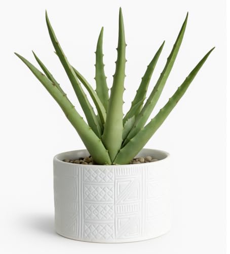 Artificial plant in white ceramic pot | 10" high sage