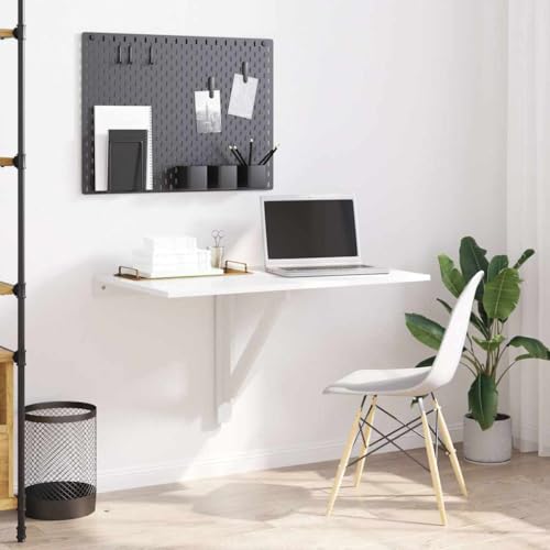 Table pliante pour cuisine blanche avec cadre triangulaire 90°