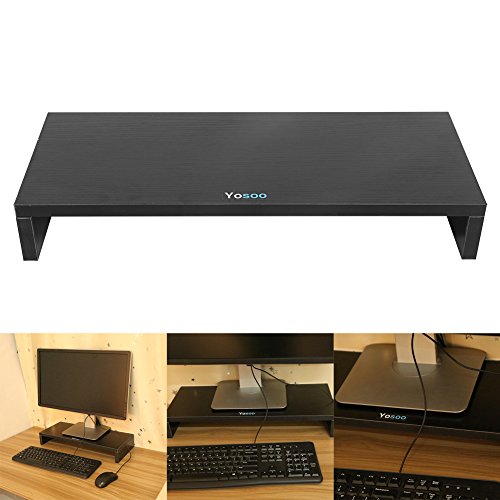 Wooden Monitor Stand Riser LED LCD Computer Monitor Riser Desktop Organizer Display Shelf