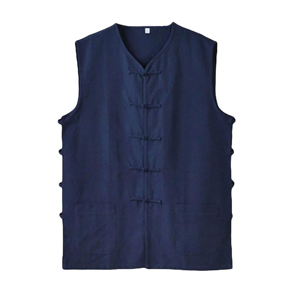 Men's Cotton Sleeveless Kung Fu Vest – Traditional Chinese Martial Arts Tank Top Tai Chi Wing Chun Wushu Training Shirt