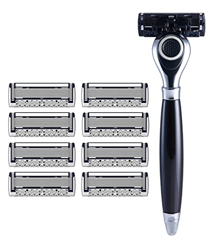 DORCO Pace Classic - Seven Blade Razor System with Pivoting Head and Premium Handle- 9 Pack (1 Handle + 9 Cartridges)