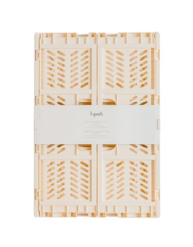 3 Sprouts - Cassette Pieghevoli In Plastica - Ideali Per Campeggio E Uso Domestico - Crema - 9