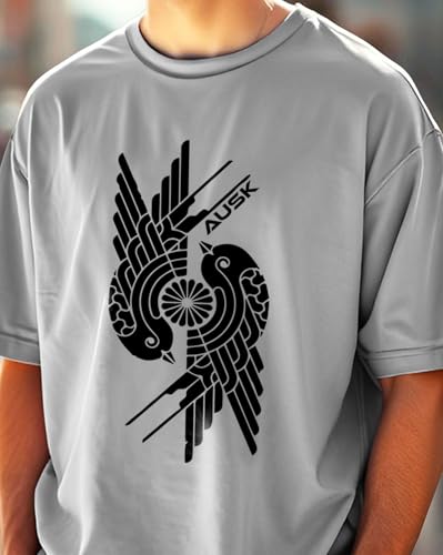 Image of AUSK Mens Loose Fit Oversized Printed Cotton T-Shirts Grey