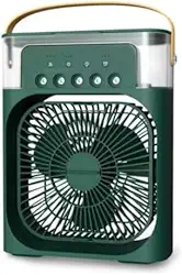 Ventilador Umidificador Climatizador 3 em 1 Portátil Com Tanque de 600ml, 3 Velocidades, Bivolt USB, Verde