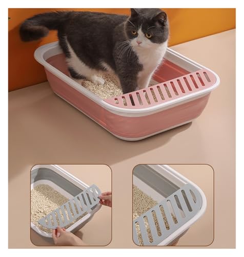 Arenero semi cerrado plegable para gatos azul pequeño miniatura 3