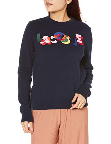 [ラコステ] ニット [公式] カラーステッチオーガニックコットンセーター レディース ネイビー 日本サイズM相当