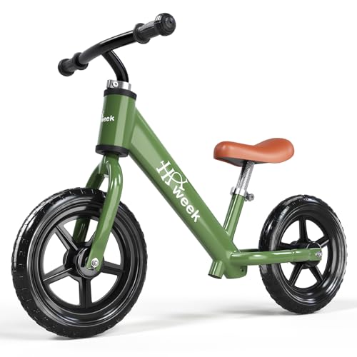 HAWEEK Toddler Balance Bike for Kids 2-5 Years 12” No Pedal Training Toddler Bike Adjustable Seat & Handlebar Best Gifts for 1-3 Boys Girls (Green)