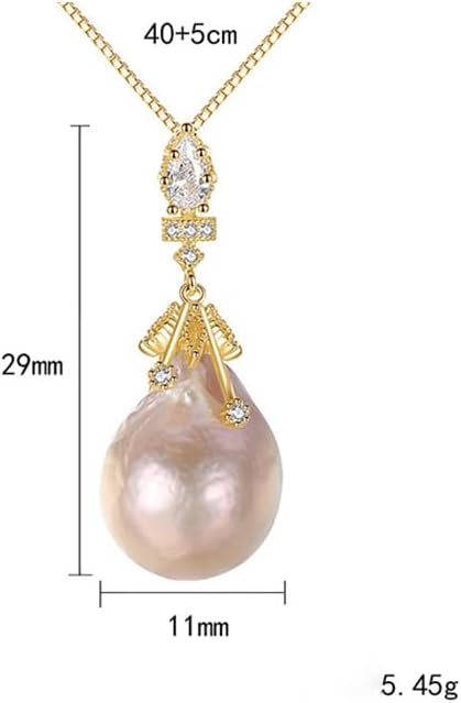 NONNYL Baroque Pearl Necklace Genuine Freshwater Cultured 11-12mm Pearl Pendant Necklaces Sterling Silver for Women Fine Jewelry Gifts for Women Wife Girlfriend Mother
