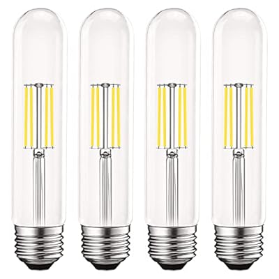 LUXRITE Vintage T9 LED Tube Light Bulbs 60W Equivalent, 5000K Bright White, 550 Lumens, Dimmable Edison Tubular Light Bulbs 5W, Clear Glass, LED Filament Bulb, UL Listed, E26 Standard Base (4 Pack)