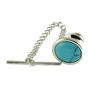 Select Gifts Blauw Turkoois Steen Ovaal Tie Tac