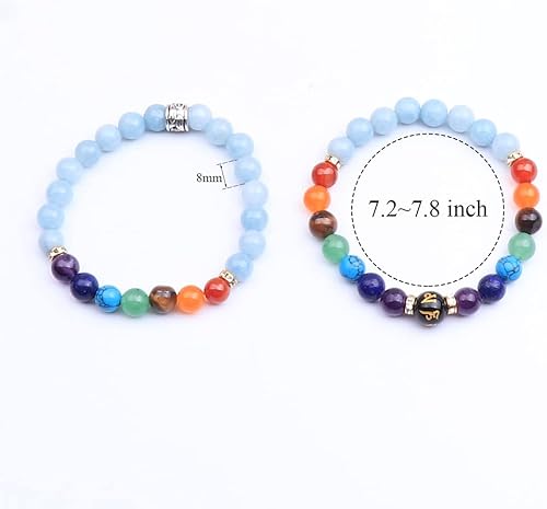 Miniatura 7 de KSQS Pulseras de chakras para mujer, pulsera de piedras preciosas curativas de yoga para la ansiedad, pulseras de equilibrio de energía de