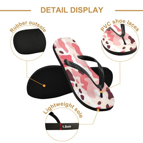 Womens Flip Flops Pink Cow PrintNon-Slip Casual Beach Slippers Rubber Sandals214B28622