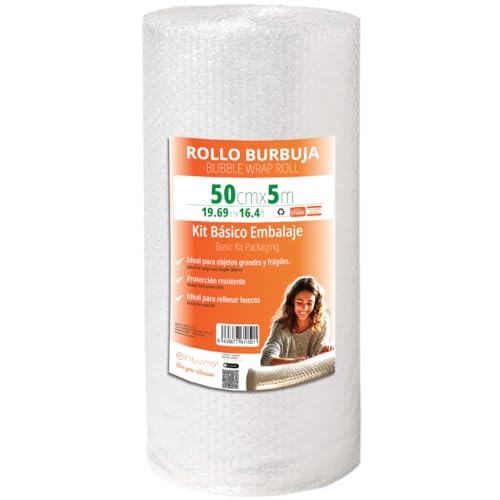 OFITURIA Papel Burbujas Embalaje 50cm x 5m – Kit Básico Embalaje Papel Burbuja Transparente y Flexible para Protección de Envíos - Plástico Burbujas Embalaje Reutilizable