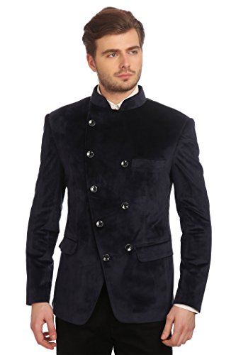 WINTAGE Men's Velvet Grandad Collar Blazer