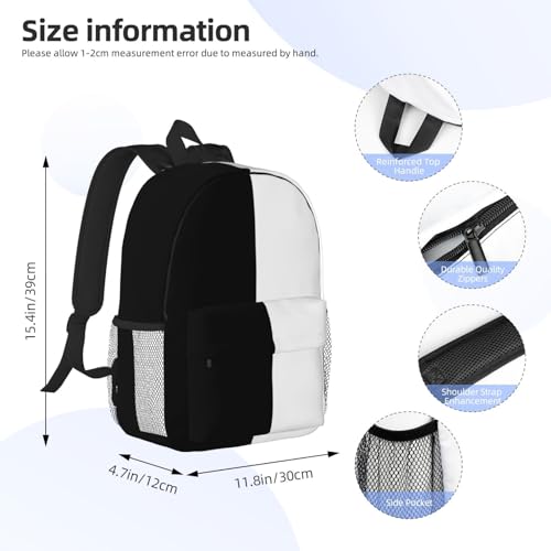 ASYG Pure Split Black and White Backpack Black White Laptop Backpack Travel Backpack Large Bags4