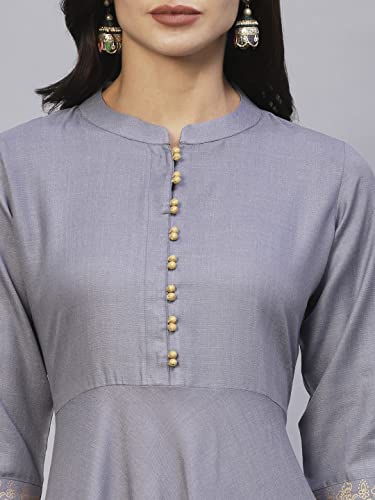 Image of ANNI DESIGNER Women Cotton Blend Solid Kurta With Pant & Dupatta