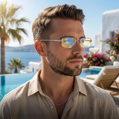 Image of The Fresh Minimalist Small Rectangular Sunglasses Clear Eyewear - Exquisite Packaging