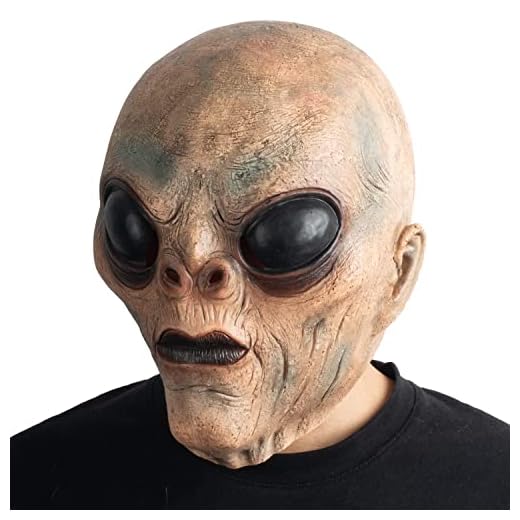 PartyHop Alien Mask ET Dress Up Latex Full Head Scary Horror Mask Extraterrestrial Fancy Dress for Halloween Carnival Costume Party