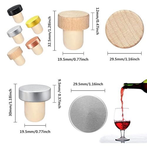 Tapón de vino de corcho en forma de T para catas y conservación de botellas de vidrio 7