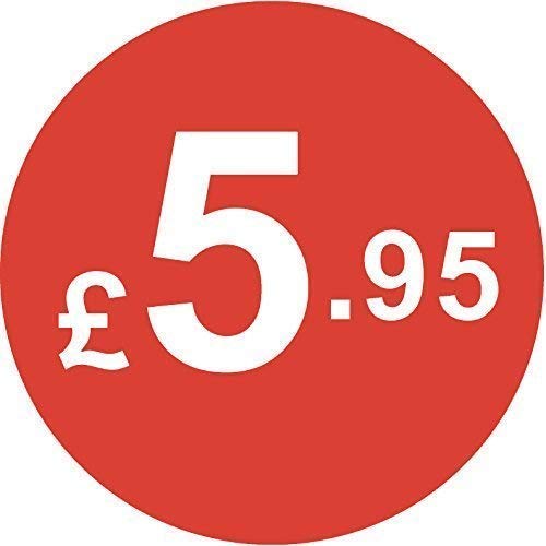 Pack of 500-20mm Price Stickers - Choose from 10p to £95 - Bright Red - Many Prices to Choose from (£5.95 - Red)